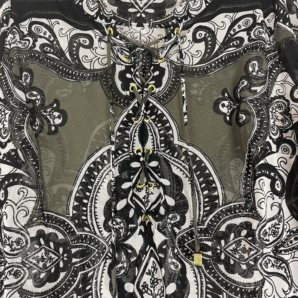 INC International Concepts Top Womens XL Sheer Mesh Boho Fairy Grunge Tie Front - Picture 2 of 8